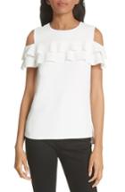 Women's Ted Baker London Cold Shoulder Frill Top - White