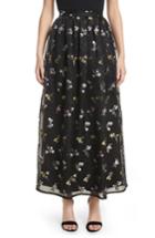 Women's St. John Collection Floral Fil Coupe Organza Cloque Maxi Skirt - Black