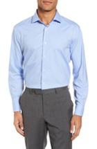 Men's Nordstrom Men's Shop Tech-smart Trim Fit Stretch Solid Dress Shirt 34/35 - Blue