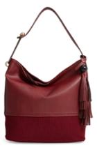Sondra Roberts Mixed Media Hobo - Burgundy