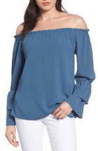 Women's Bobeau Tiered Bell Sleeve Off The Shoulder Top - Blue