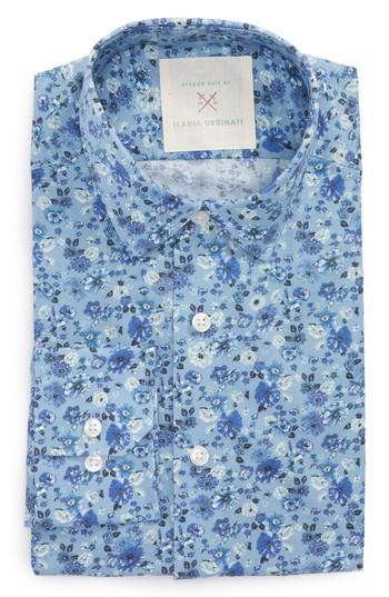 Men's Strong Suit By Ilaria Urbinati Edmond Slim Fit Floral Dress Shirt .5r - Blue