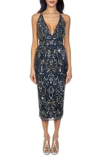 Women's Lace & Beads Candido Sequin Dress - Blue