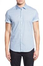 Men's Stone Rose Trim Fit Circle Print Sport Shirt - Blue