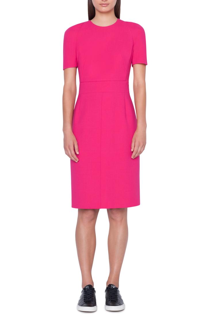Women's Akris Zip Waist Double Face Wool Blend Dress - Pink