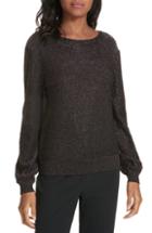 Women's Milly Metallic Shimmer Cotton Blend Sweater, Size - Purple