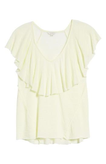 Women's Lucky Brand Burnout Ruffle Tee - Yellow