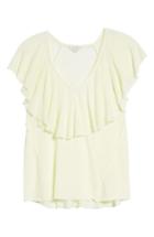 Women's Lucky Brand Burnout Ruffle Tee - Yellow