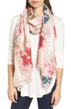 Women's Nordstrom Eyelash Trim Print Cashmere & Silk Wrap, Size - Pink