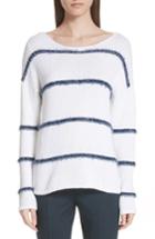 Women's St. John Collection Dropped Stripe Knit Sweater, Size - White