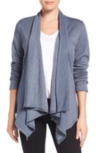 Petite Women's Bobeau Peplum Back Open Front Cardigan P - Blue