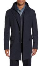 Men's Cardinal Of Canada Hooded Wool & Cashmere Top Coat R - Blue