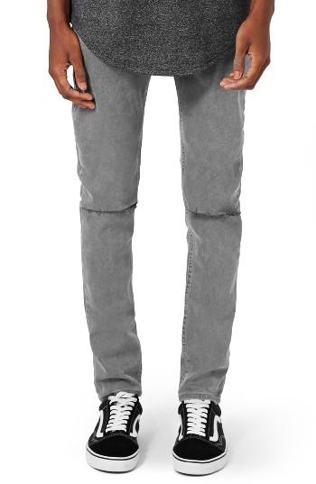 Men's Topman Ripped Stretch Skinny Fit Jeans X 32 - Grey