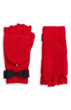Women's Kate Spade New York Grosgrain Bow Convertible Knit Mittens, Size - Red