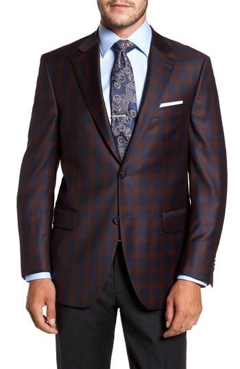 Men's Peter Millar Classic Fit Plaid Wool Sport Coat R Eu - Blue