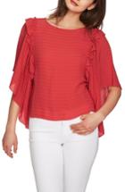Women's 1.state Ruffle Batwing Sleeve Blouse, Size - Coral
