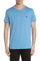 Men's Burberry Logo Embroidered Crewneck T-shirt, Size - Blue