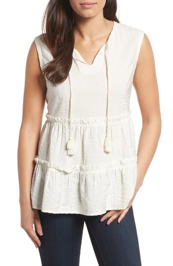 Women's Caslon Tiered Ruffle Tassel Tie Tank - Ivory