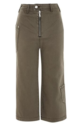 Women's Topshop Straight Leg Crop Utility Jeans W X 30l (fits Like 25-26w) - Green
