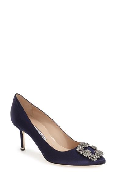 Women's Manolo Blahnik 'hangisi' Pointy Toe Pump .5us / 36.5eu - Blue