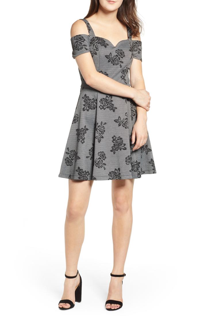 Women's Love, Nickie Lew Cold Shoulder Skater Dress - Black