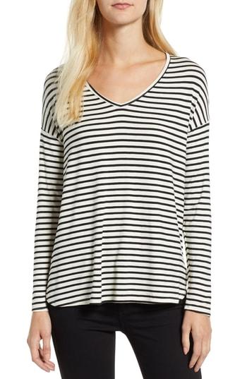 Women's Gibson V-neck Stripe Top - Black