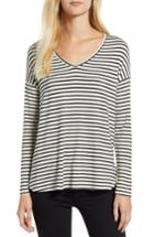 Women's Gibson V-neck Stripe Top - Black
