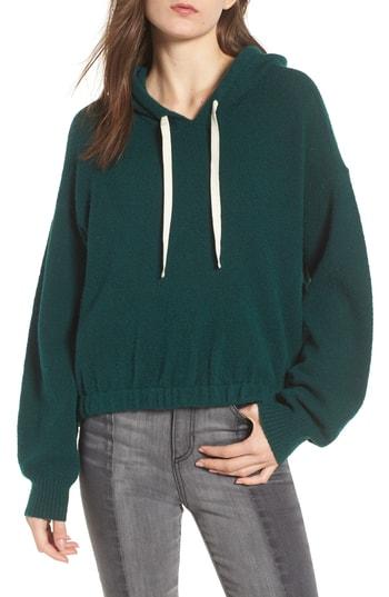 Women's Bp. Cinched Hem Boucle Hoodie, Size - Green