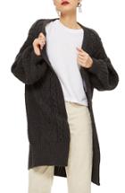 Women's Topshop Long Open Front Cardi Us (fits Like 6-8) - Grey