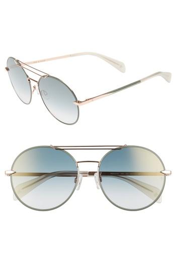 Women's Rag & Bone 59mm Round Metal Aviator Sunglasses - Gold/ Green