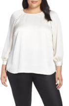 Women's Vince Camuto Button Shoulder Bubble Sleeve Satin Blouse