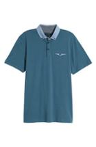 Men's Ted Baker London Movey Trim Fit Woven Geo Polo (l) - Blue