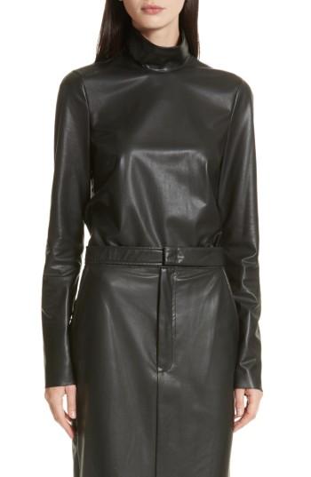 Women's Joseph Vienna Feather Sky Faux Leather Top Us / 36 Fr - Black