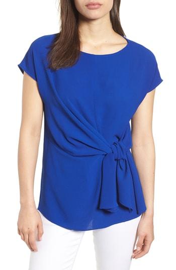 Women's Gibson Tie Front Blouse Regular - Blue