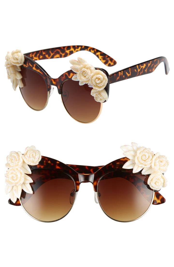 Women's Rad + Refined Flower Cat Eye Sunglasses - Tort/ Cream