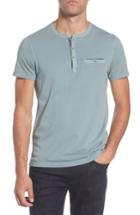 Men's Ted Baker London Arrden Modern Slim Fit Short Sleeve Henley (xl) - Green