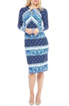 Women's Maggy London Placement Print Sheath Dress - Blue