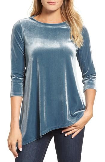 Women's Halogen Asymmetrical Velvet Tunic - Blue