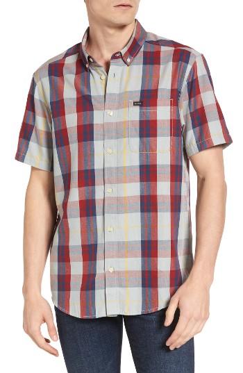 Men's Rvca Waas 2 Plaid Woven Shirt, Size - Grey