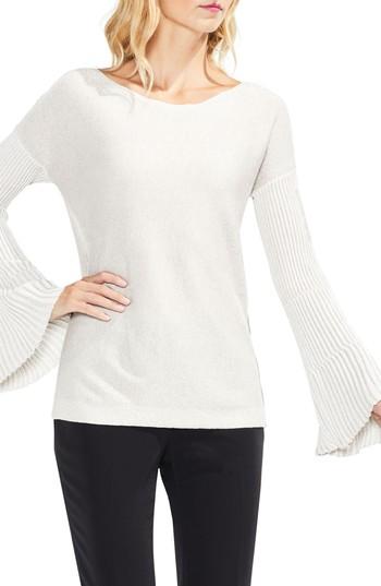 Women's Vince Camuto Sparkly Bell Sleeve Sweater, Size - White
