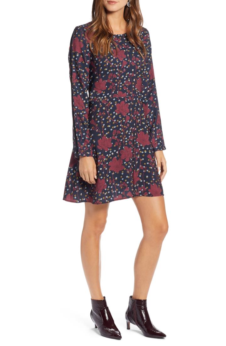 Petite Women's Halogen Floral Shift Dress, Size P - Blue