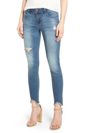 Women's 1822 Ripped Raw Edge Skinny Jeans - Blue