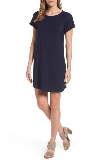 Petite Women's Bobeau Back Cutout Tunic Dress P - Blue