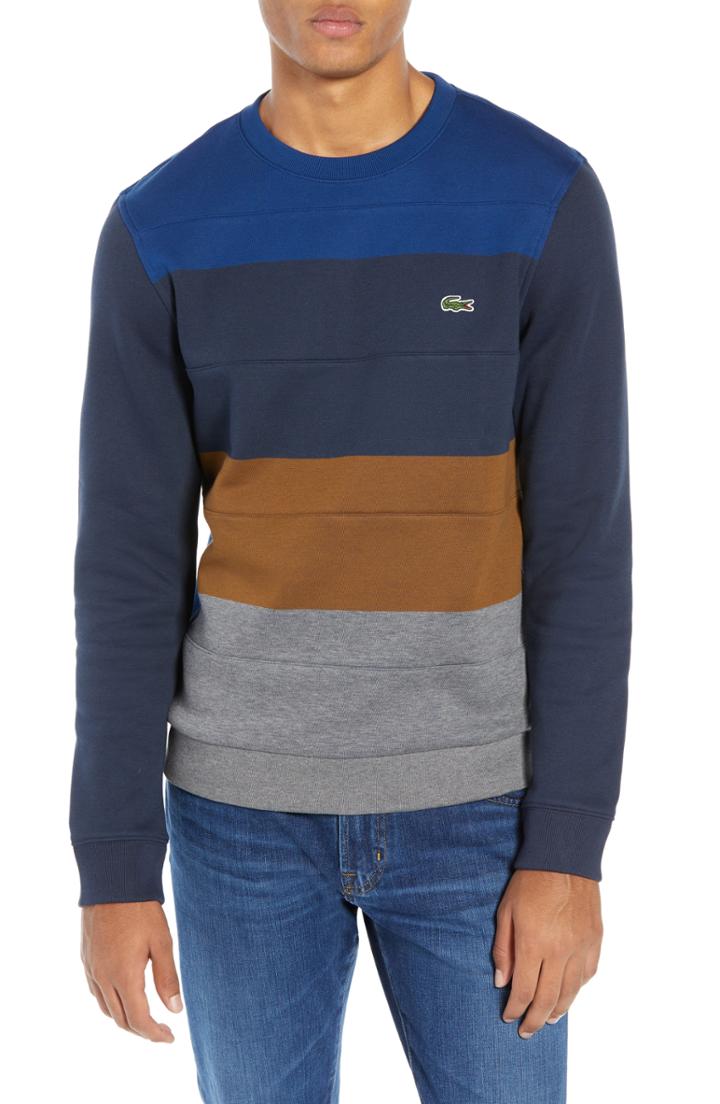 Men's Lacoste Colorblock Cotton Blend Sweatshirt (s) - Grey