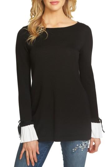 Women's Cece Pleated Cuff Tunic Sweater - Black