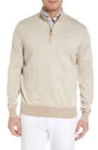 Men's Peter Millar Crown Soft Cotton & Silk Quarter Zip Sweater - Beige