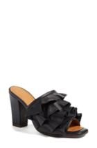 Women's Chie Mihara Aikiki Ruffled Square Toe Mule - Black