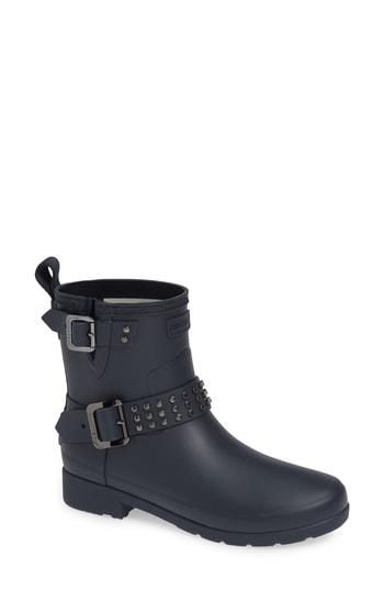 Women's Hunter Refined Stud Waterproof Biker Boot M - Blue