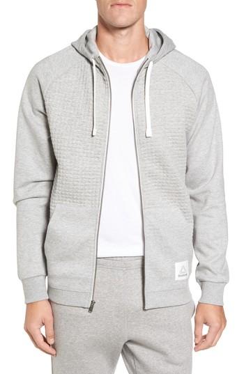 Men's Reebok Classic Quilted Zip Hoodie, Size - Grey