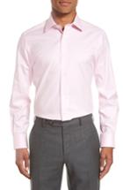 Men's David Donahue Trim Fit Houndstooth Dress Shirt - 34/35 - Pink